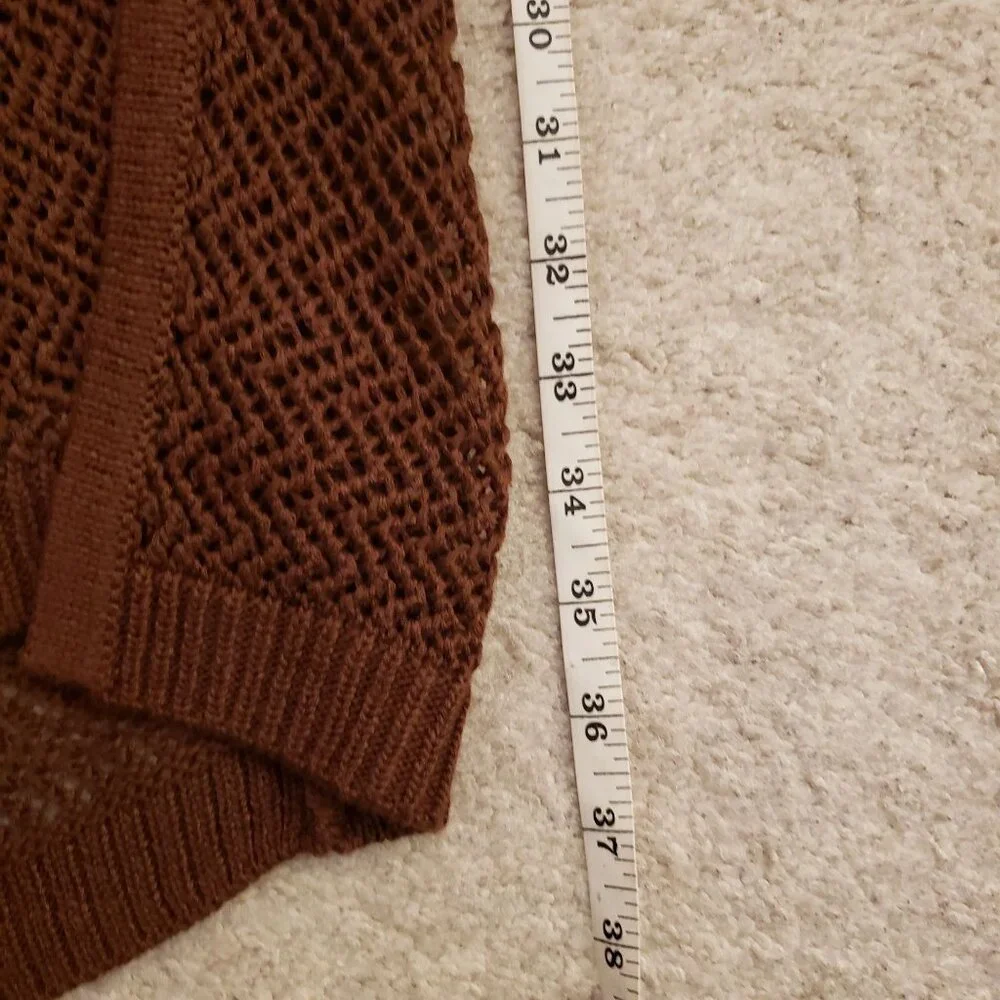 Nina Parker  Brown Knit Pencil Crochet Midi Skirt with Front Slit 3X NWOT